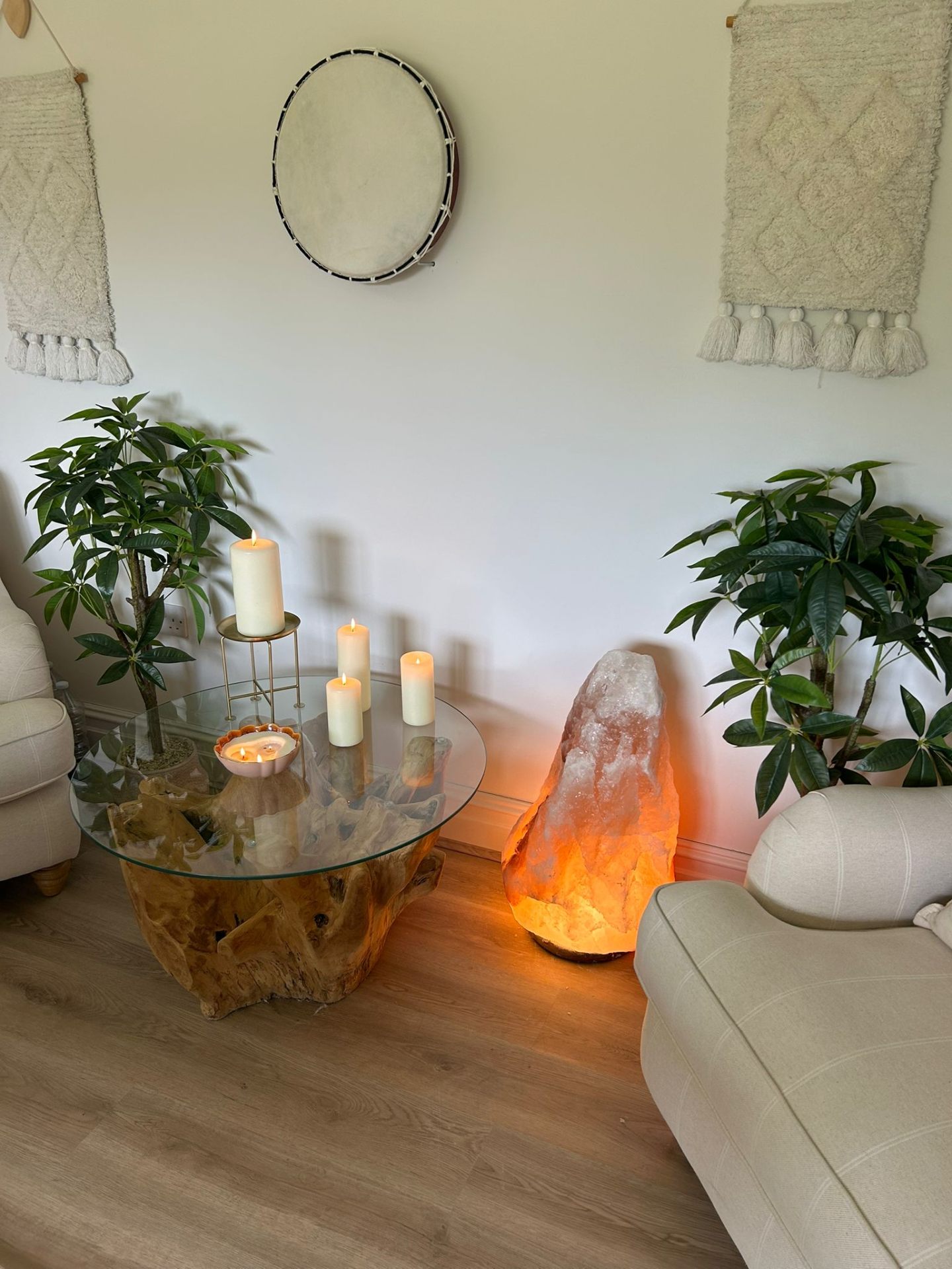 Candles and salt lamp detail